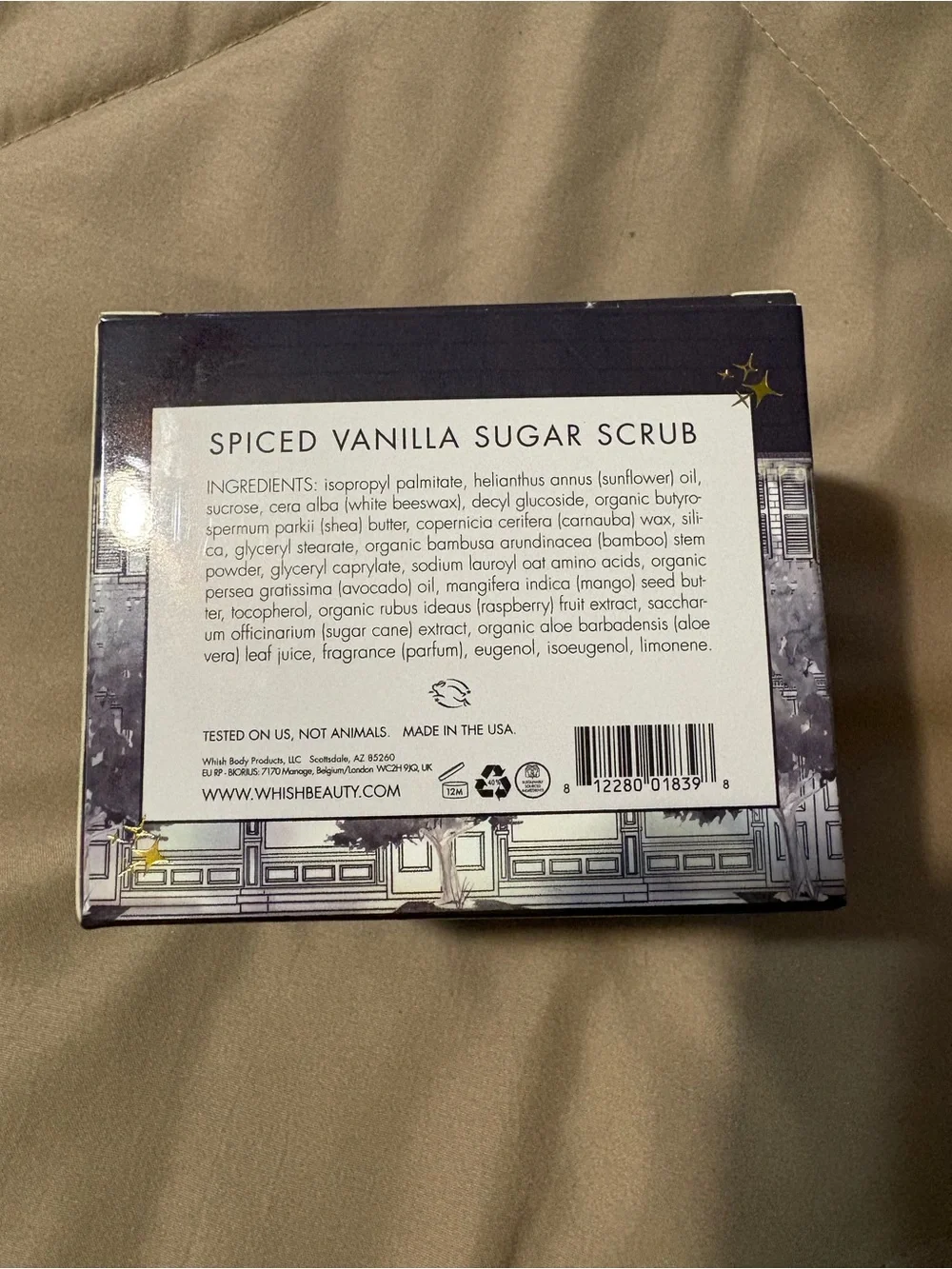 Whish Spiced Vanilla Sugar Scrub — Purple & Gold Accented Box - New in box